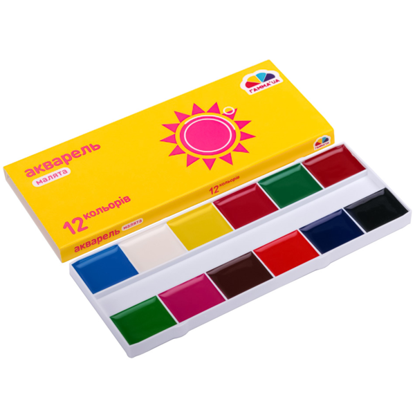 Фарби акварельні Гамма UA Малята 12 кольорів в картоні