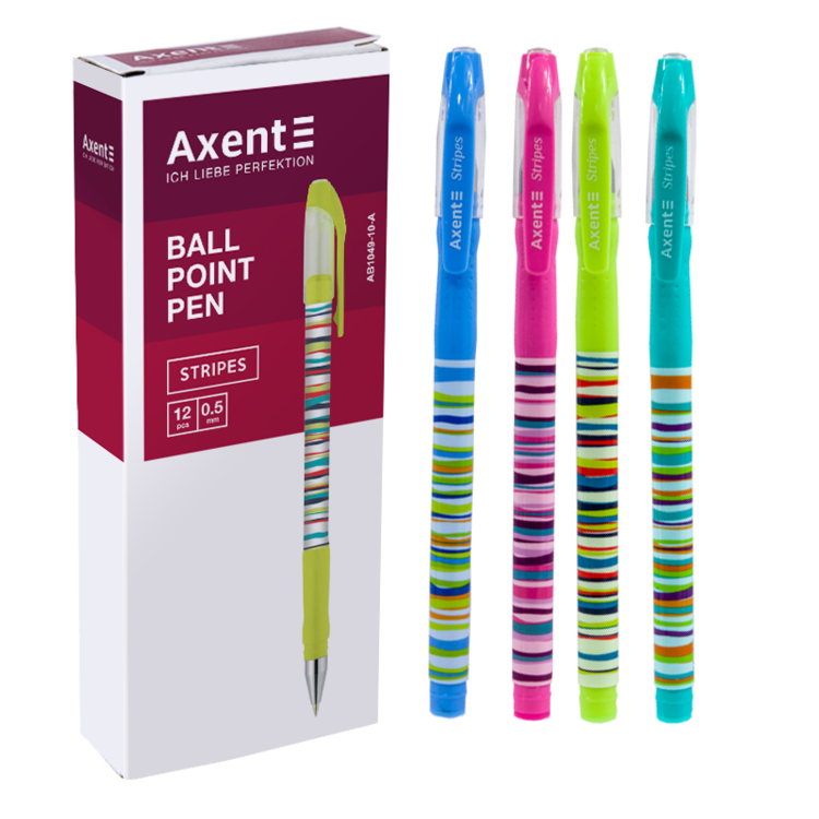 Ручка кулькова Axent Stripe AB1049-10-A, 0.5 мм, синя