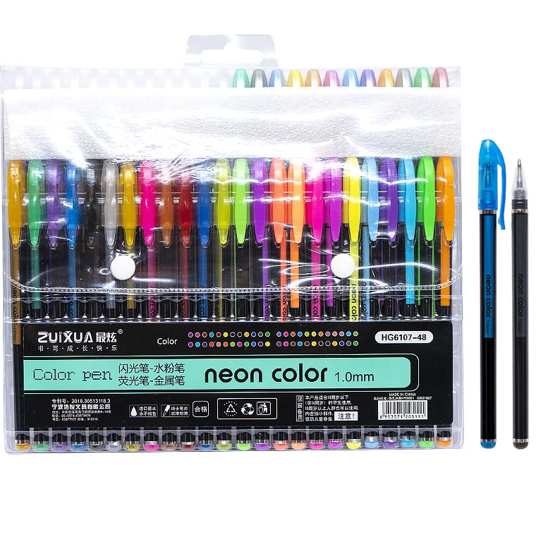 Набір гелевих ручок Neon 48 кольорів (24 неон+24 глітер) 6107-48