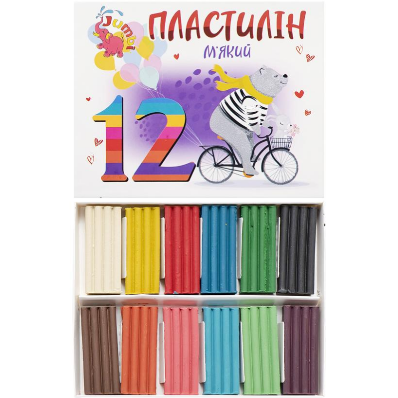 Пластилін м'який Jumbi 12 кольорів 200 грам