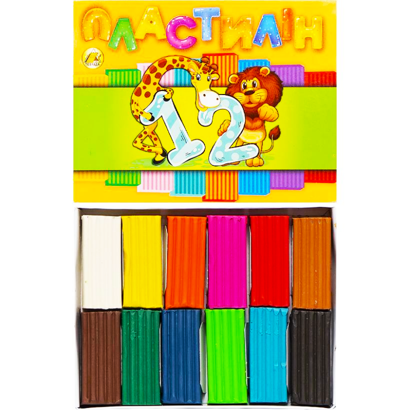 Пластилін Тетрада Стандарт 12 кольорів 300 грам