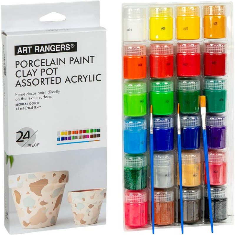 Художні акрилові фарби Art Rangers Porcelain Paint для кераміки 24 кольори по 15 мл