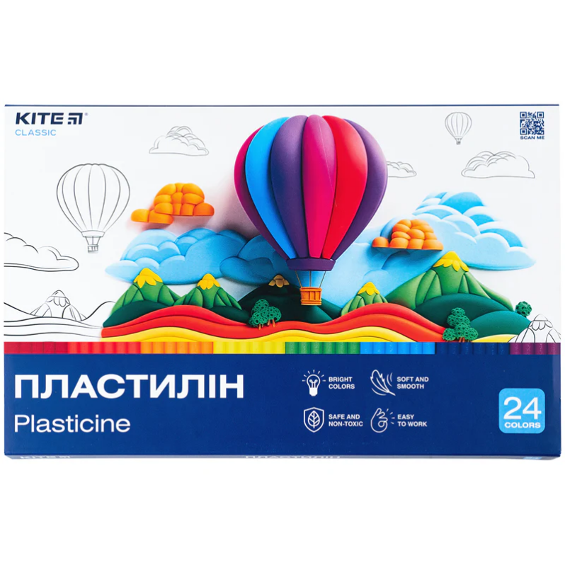 Пластилін Kite Classic 24 кольори 480г K-089